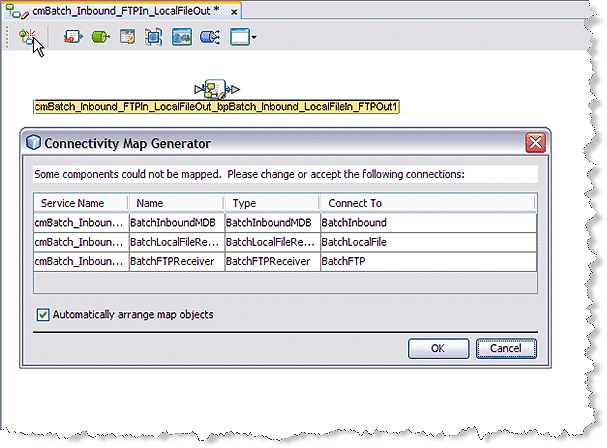 Image shows the Connectivity Map Generator icon and dialog
box