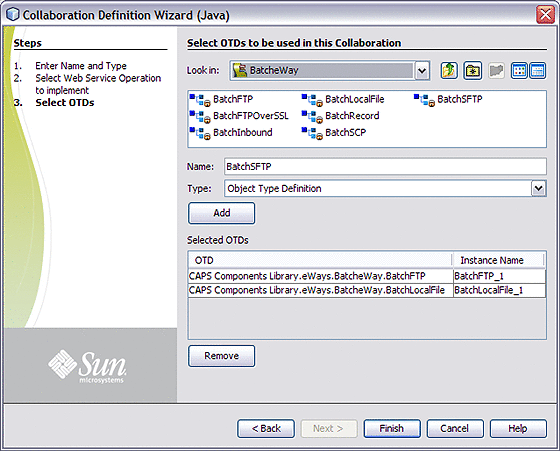 Image shows the Collaboration Definition Wizard (Java)
as described in context