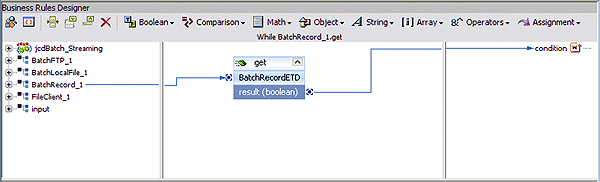 Image shows the While statement in the Business Rules
Designer