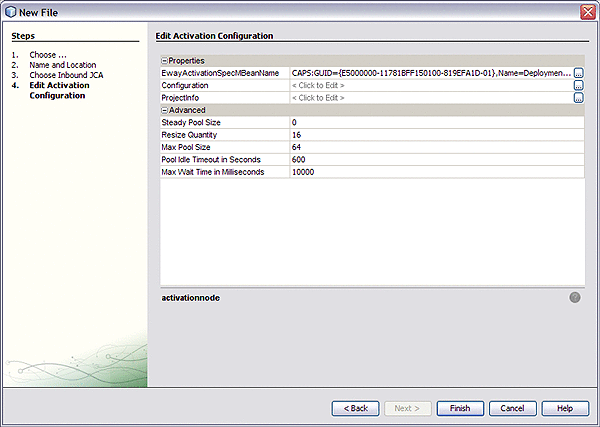 JCA Message-Driven Bean wizard: Edit Activation
Configuration