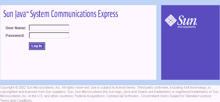 Communications Express Login Screen