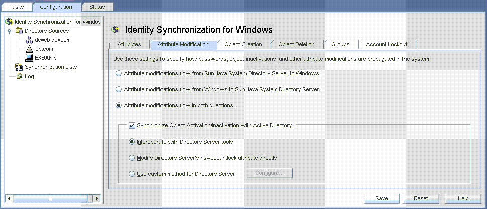 Attribute Mappings Window Options