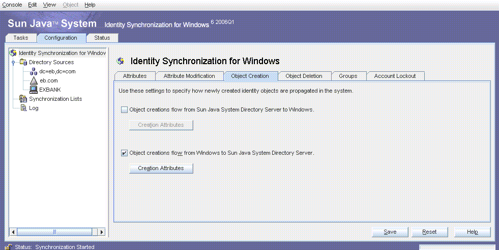 Object Creation Settings Window Options