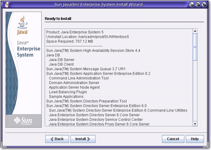 Screen capture of the Ready to Install page.