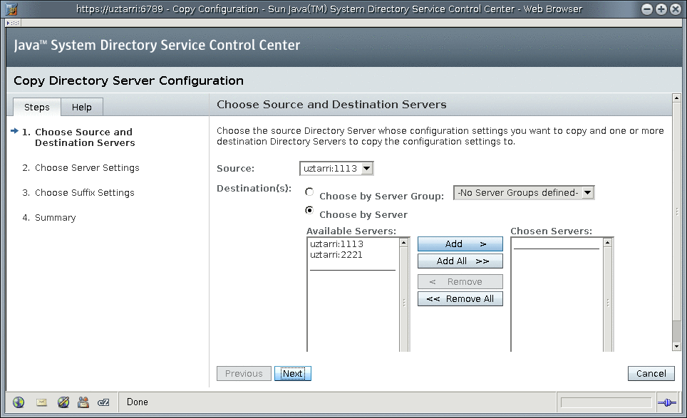Illustration of the directory server configuration wizard.