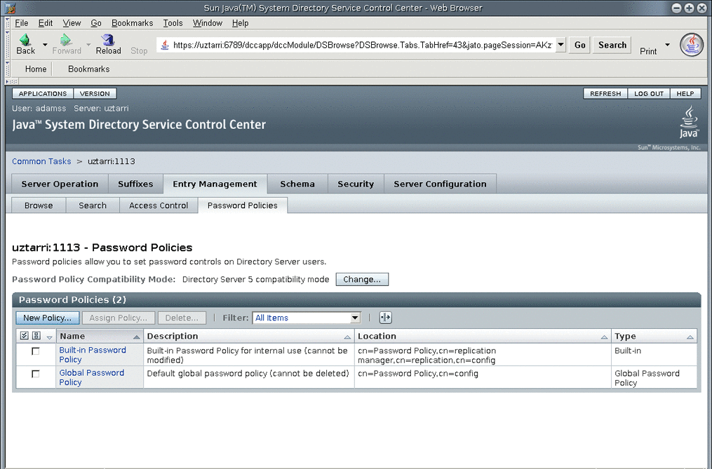 Password Policy tab of the DSCC.