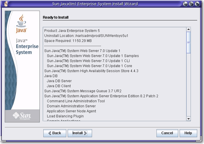 Screen capture of the Ready to Install page.