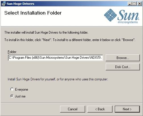 「Select Installation Folder (インストールフォルダを選択)」ページを示す画像