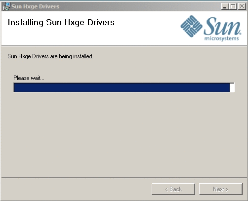 「Installing Sun Network Drivers (Sun Hxge ドライバのインストール)」ページを示す画像