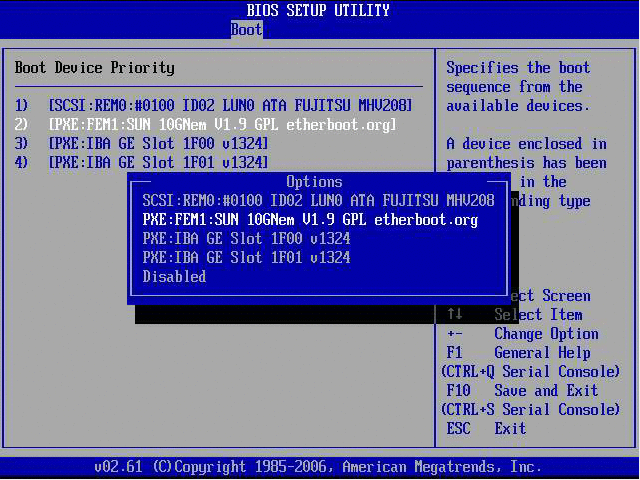 Intel 블레이드 서버에 대해 NEM 부팅 선택