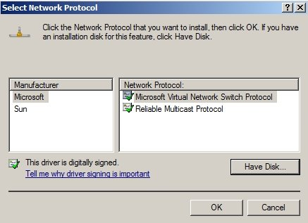 image:Graphic showing the Select Network Protocol dialog