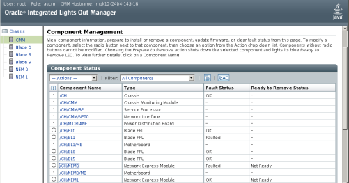 image:Graphic showing CMM ILOM component management page
