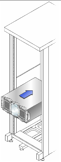 Figure showing positioning of controller tray installed from the front of the cabinet. 