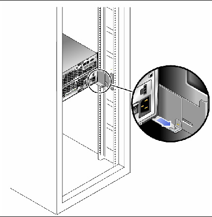 Figure showing rear clasp located on cabinet rails. 