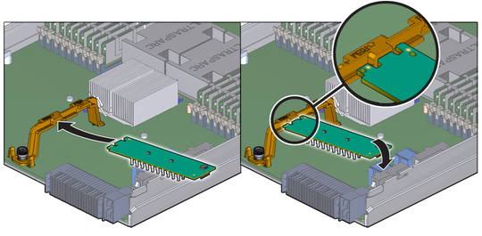 Figure showing module being installed on server blade.