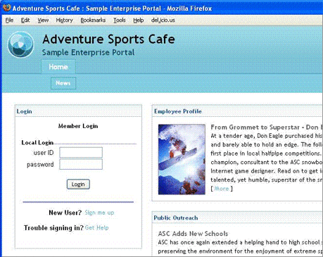 This is a screen shot of the Enterprise Sample anonymous
page.