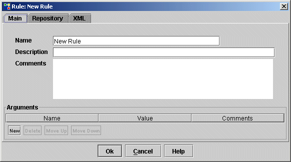 New Rule dialog (XML view)