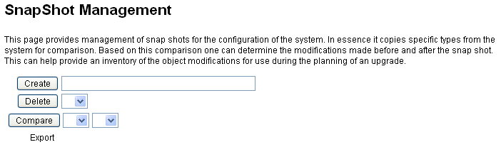 Example SnapShot Management Page.