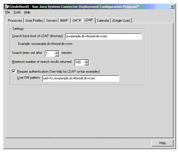 Desktop Deployment Configuration Program: LDAP Tab