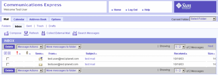 Communications Express Message Screen