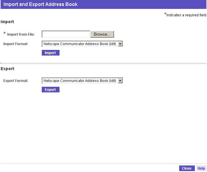 Customizing Import and Export Address Book Window