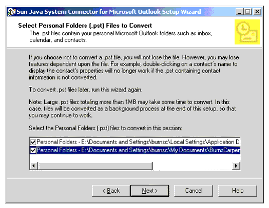 ��װ�򵼣�ѡ��Ҫת���ĸ����ļ��� (.pst) �ļ�
