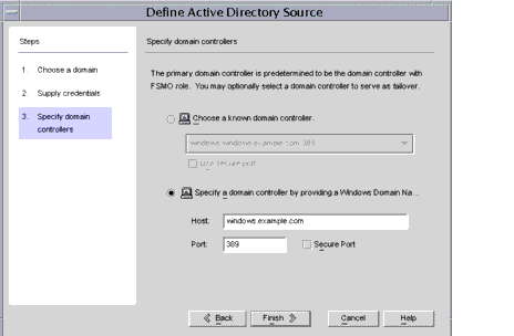 Specify failover domain controller.