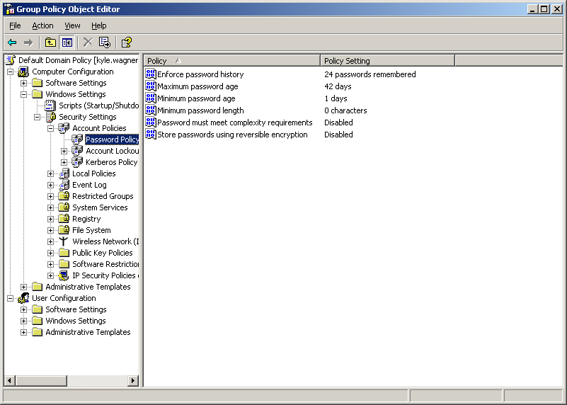Group Object Policy Window