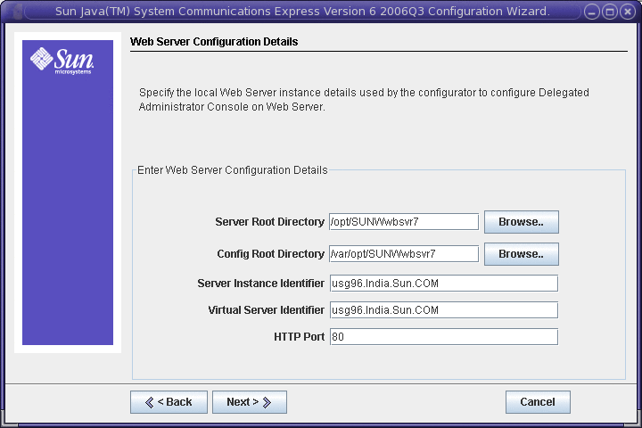 Webserver Configuration Details