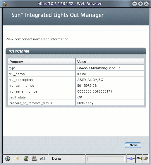 Component Information Dialog