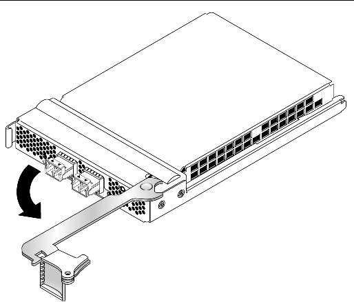 Illustration of opening the latch on the ExpressModule.