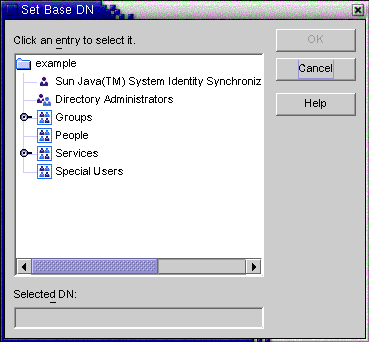 Click on an entry in this list to select a Base DN.