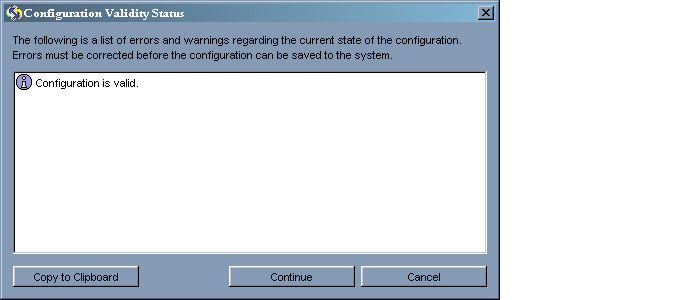 Showing configuration validity status