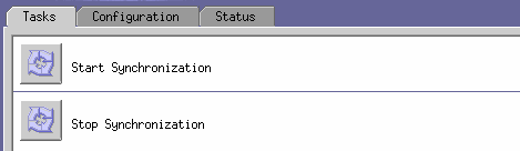 デフォルトでは、Identity Synchronization for Windows コンソールを開くと「タスク」タブが表示されます。