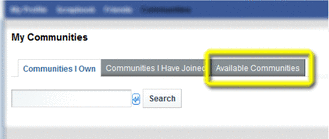 Available Communities tab