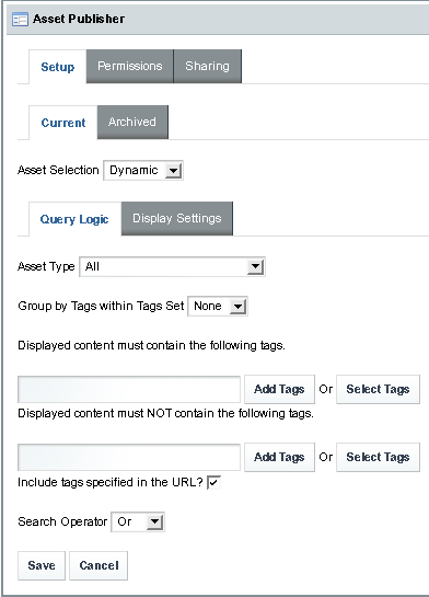 Configuring the Asset Publisher Portlet