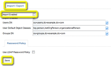 LDAP Import/Export settings