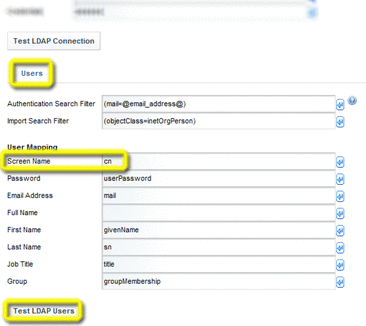 LDAP User settings