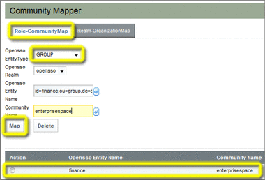 Map OpenSSO Group to Web Space Server Community