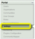 Settings item from Control Panel Portal section