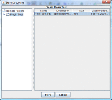 Store Document dialog