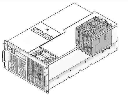 Figure noting the location of the memory boards in the SPARC Enterprise M4000 server.