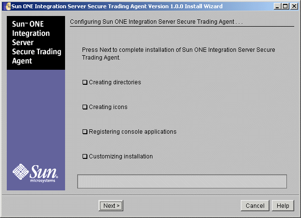 Screen capture displaying the installer screen that lists status and prompts you to continue.

