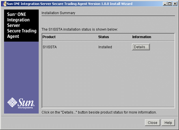 Screen capture displaying the installer screen that lists installation process results and prompts you to close the installation wizard.
