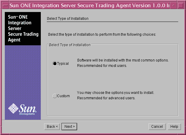Screen capture displaying the installer screen for selecting the type of installation, either 