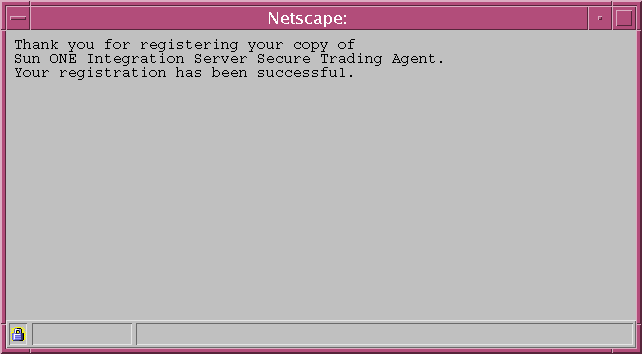 Screen capture displaying the Registration Success message.
