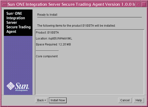 Screen capture displaying the installer screen listing items to install and prompting you to begin the installation.
