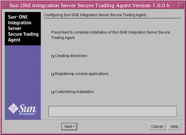 Screen capture displaying the installer screen that lists status and prompts you to continue.
