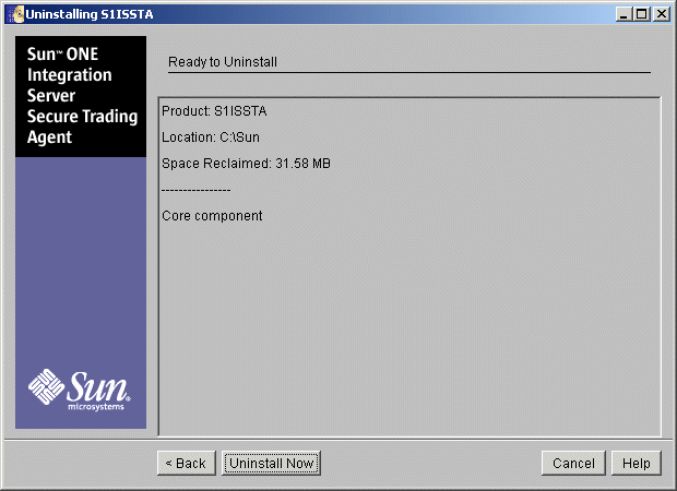 Screen capture displaying the uninstaller screen that lists the components to uninstall.
