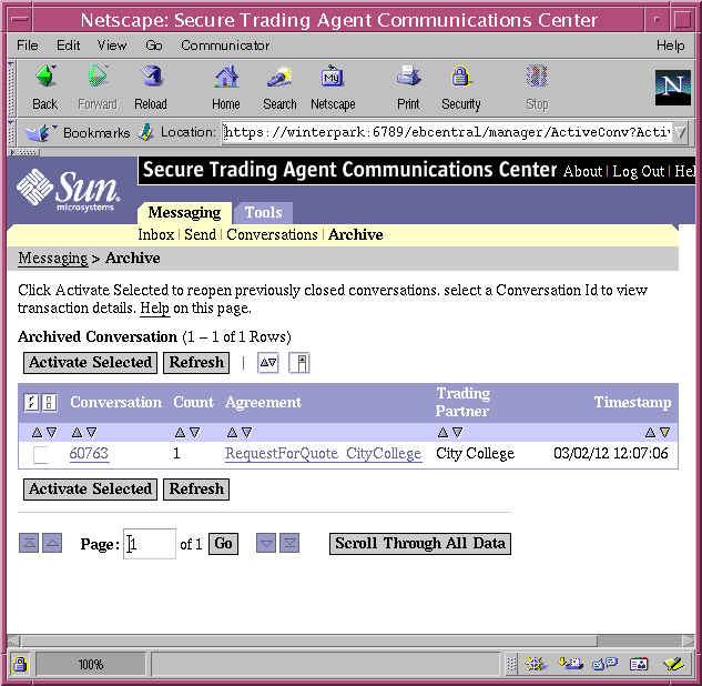 Screen capture of the Communications Center listing archived conversations that can be activated again.
